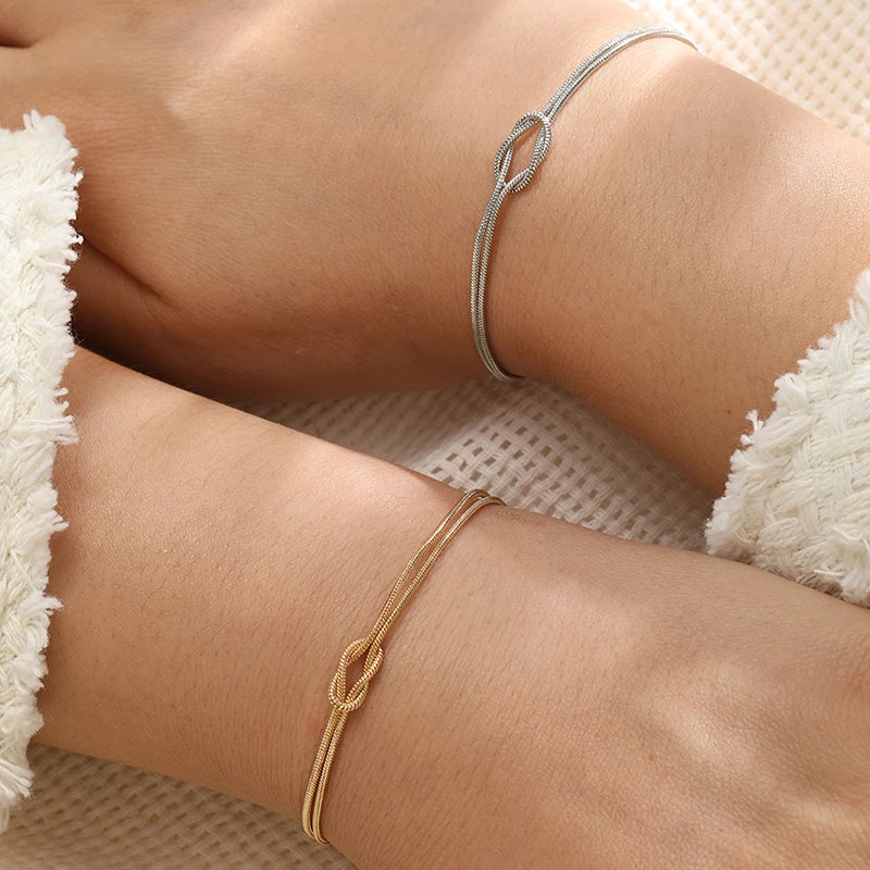 Pulsera para Pareja Nudo Entrelazado Oro y Plata (Juego de 2 Pulseras)