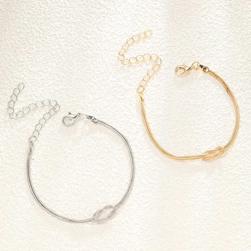 Pulsera para Pareja Nudo Entrelazado Oro y Plata (Juego de 2 Pulseras)