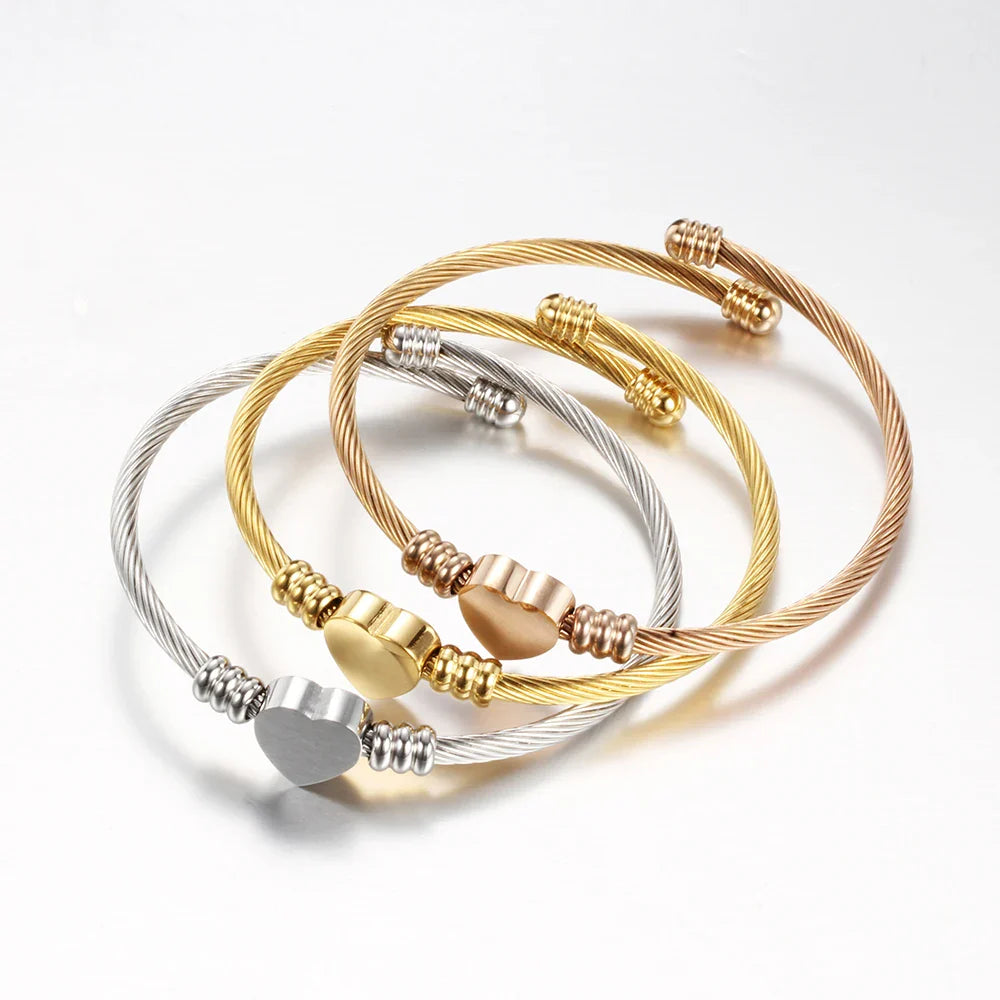 Pulsera Ajustable Corazón Esclava Mujer oro