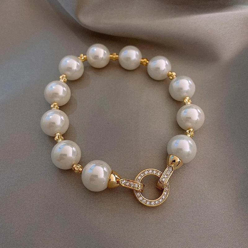 Pulsera Retro de Perlas y Circonio