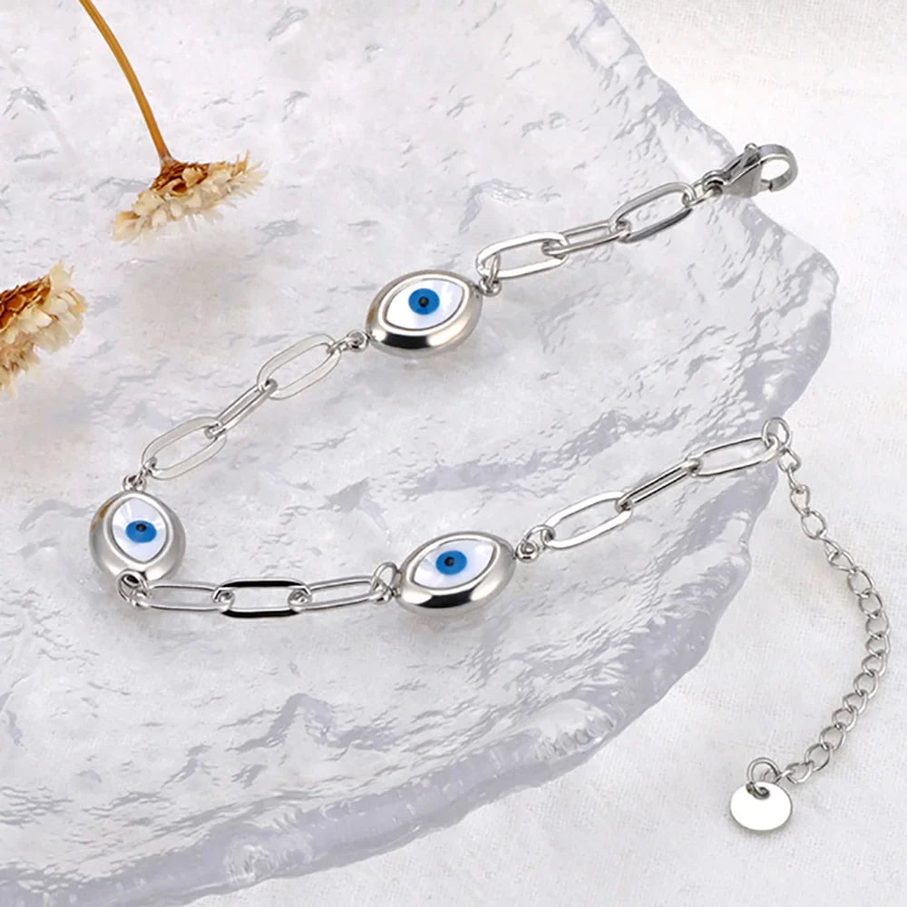 Pulsera Retro Contra el Mal de Ojo plata