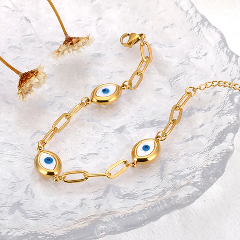 Pulsera Retro Contra el Mal de Ojo oro