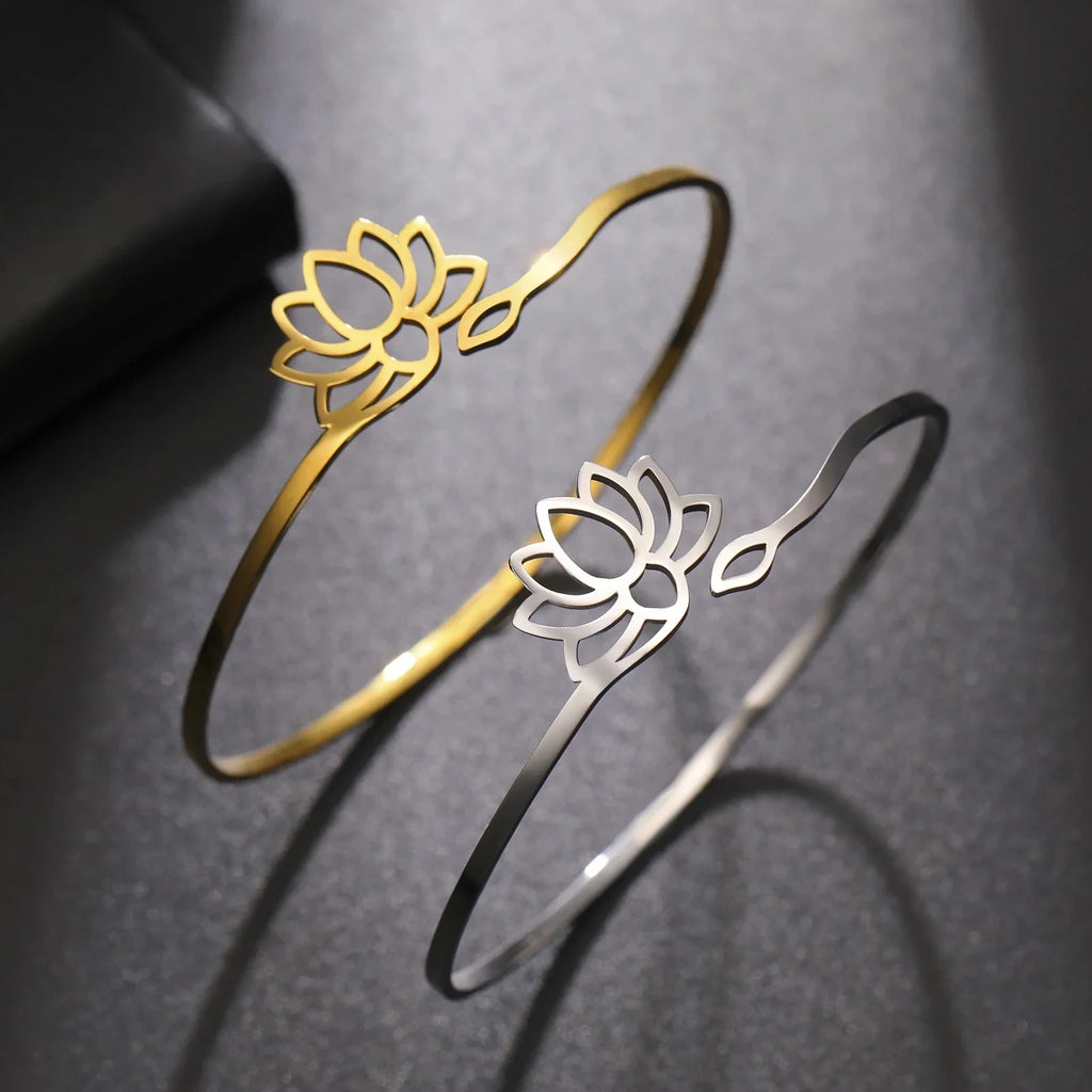 Pulsera Rígida Flor de Loto Mujer