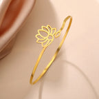 Pulsera Rígida Flor de Loto Mujer oro