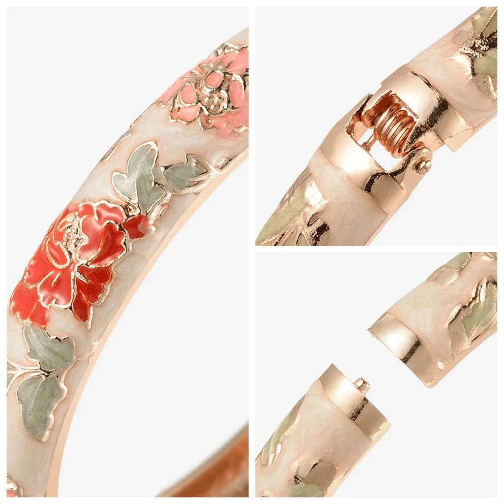 Pulsera Romántica Esclava Flores naranja