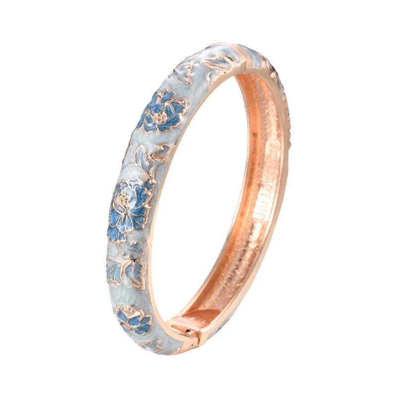Pulsera Romántica Esclava Flores azul