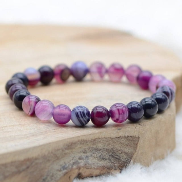 Pulsera "Espiritualidad" en Amatista y Ágata Cadena Violeta