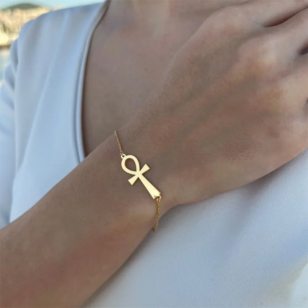Pulsera Estilo Egipcio Cruz Ankh Oro
