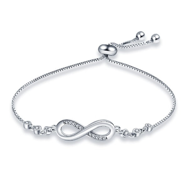 Pulsera Símbolo Infinito en Plata Gourmette para Mujer