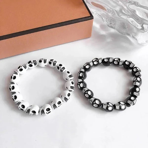 Pulsera Cabeza de Calavera Blanco & Negro