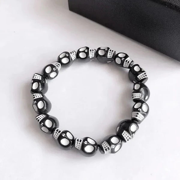 Pulsera Cabeza de Calavera Blanco & Negro negro
