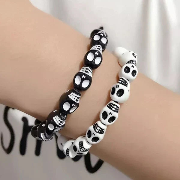 Pulsera Cabeza de Calavera Blanco & Negro