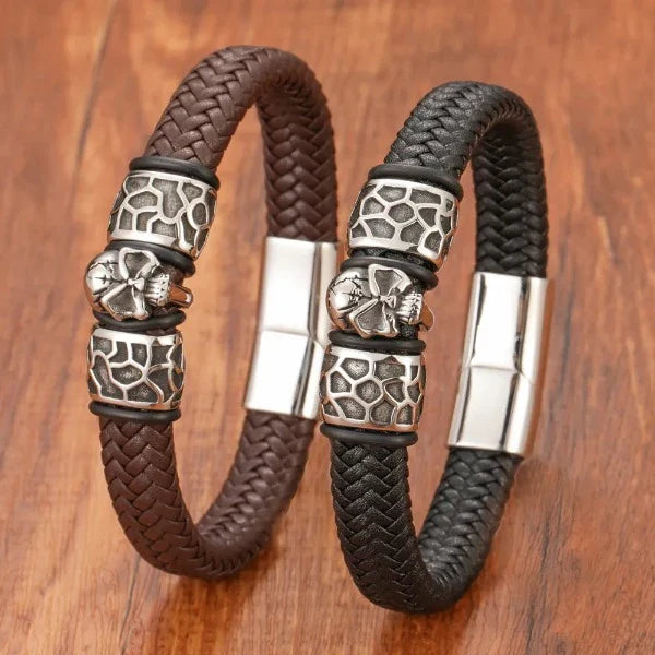 Pulsera Calavera de Cuero