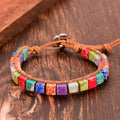 Pulsera Tibetana 7 Chakras con Piedras Cuadradas