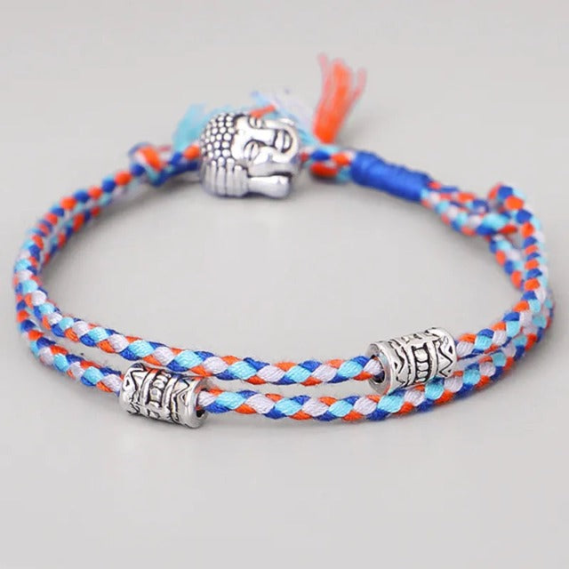 Pulsera Tibetana Trenzada Amuleto de la Suerte azul