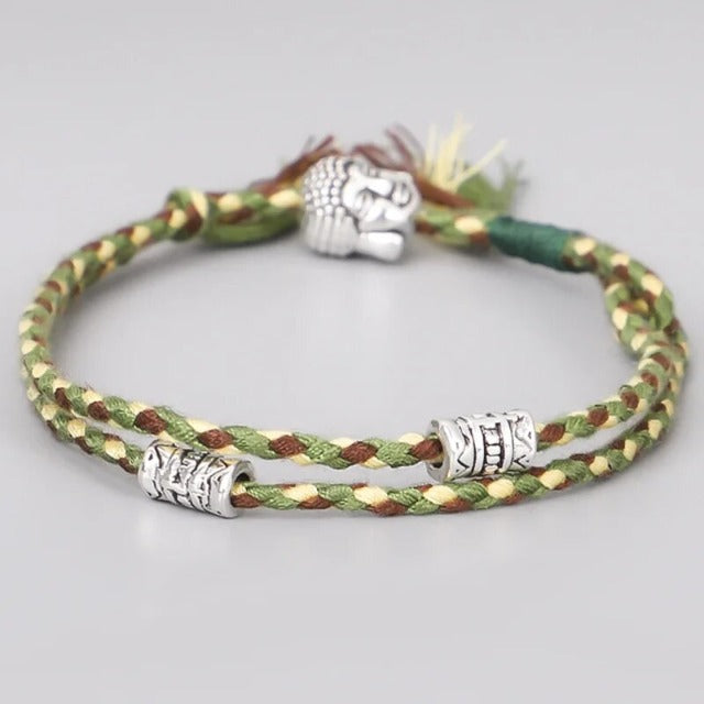 Pulsera Tibetana Trenzada Amuleto de la Suerte verde