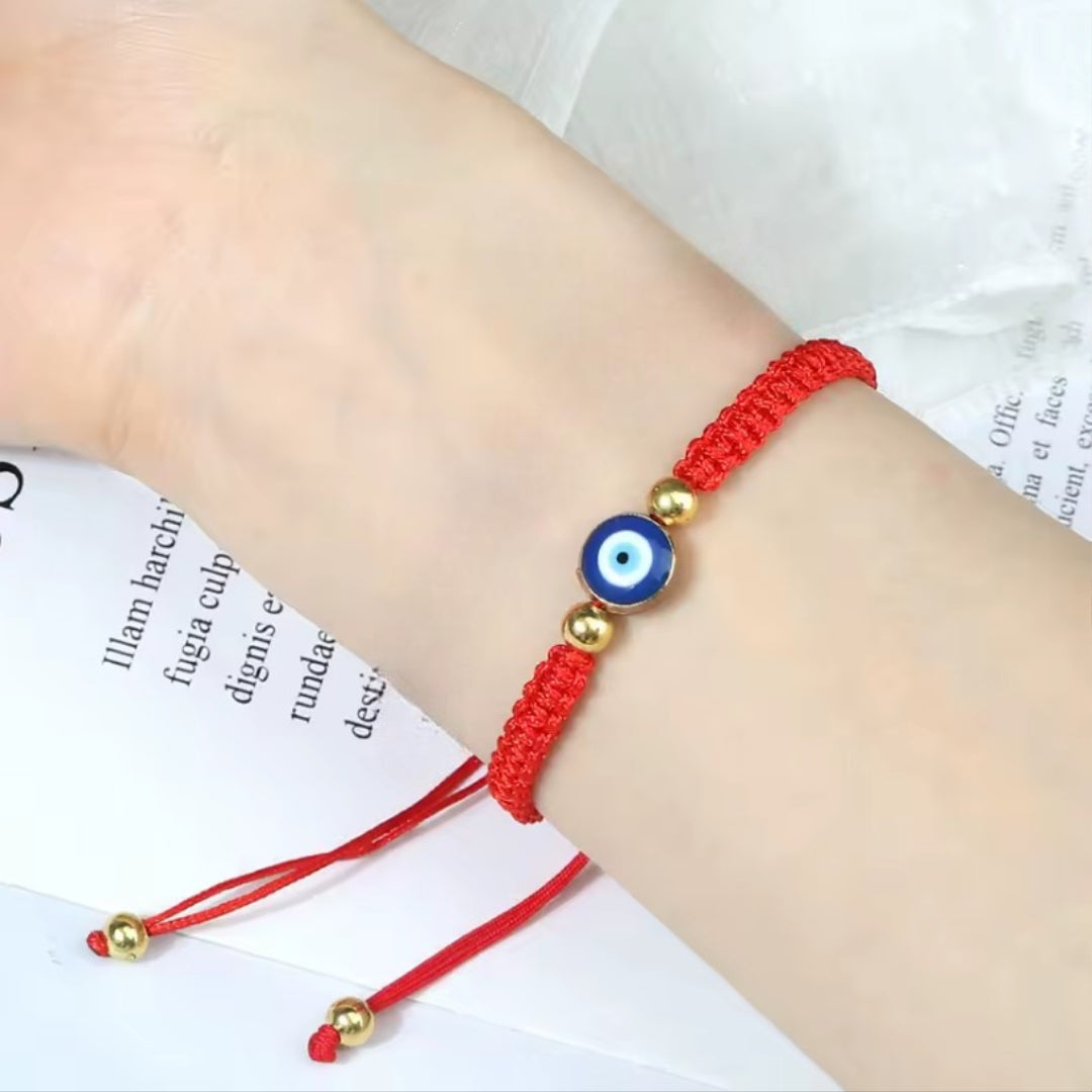 Pulsera Trenzada Contra el Mal de Ojo Azul