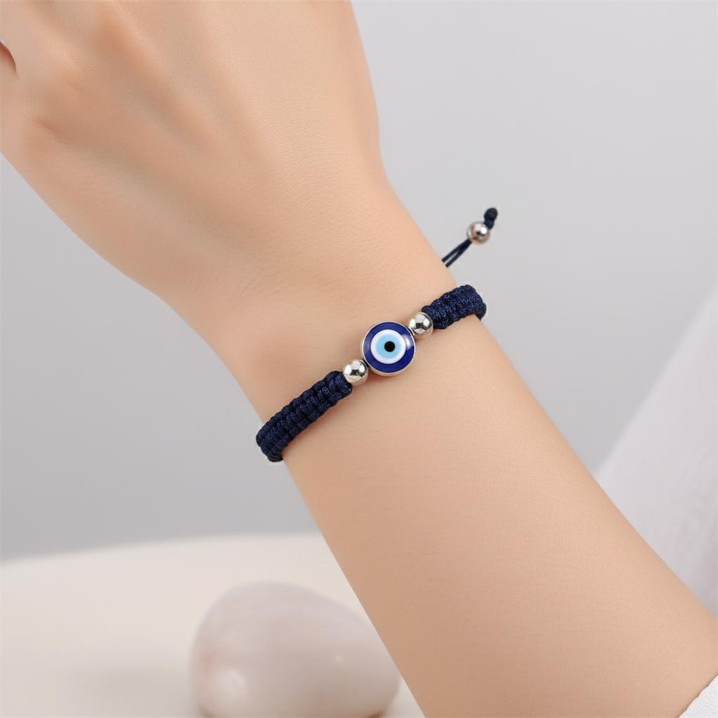 Pulsera Trenzada Contra el Mal de Ojo Azul