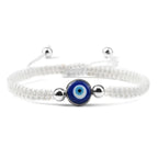 Pulsera Trenzada Contra Mal de Ojo Azul blanco y plata