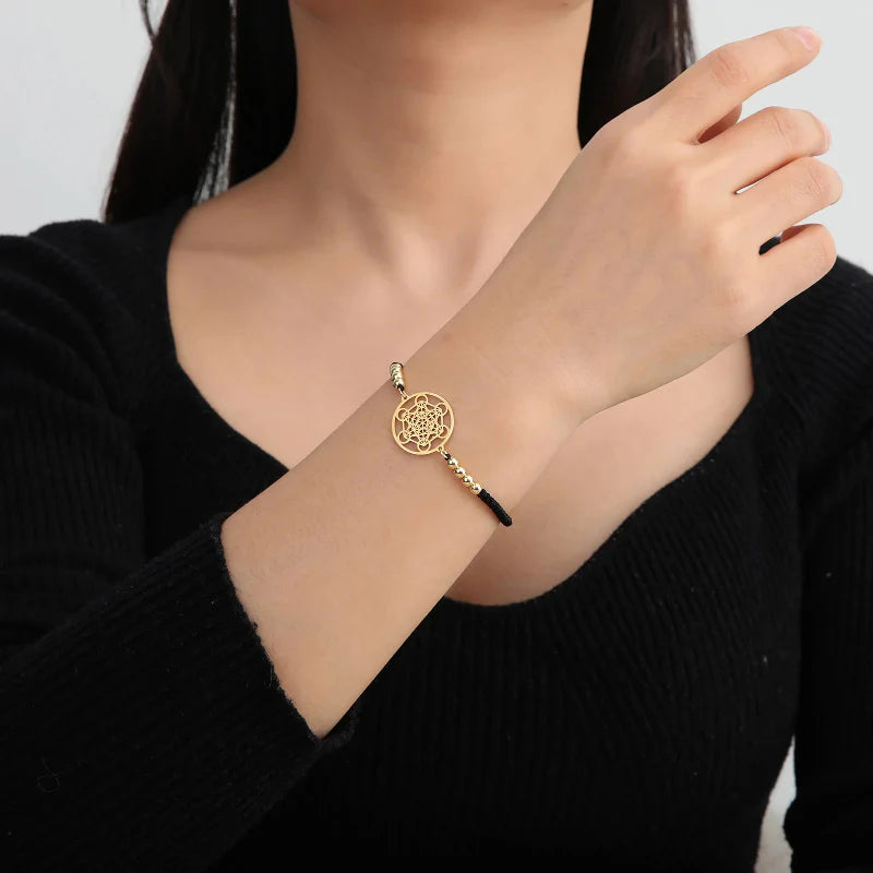 Pulsera Colorida de Mujer Cubo de Metatrón negro