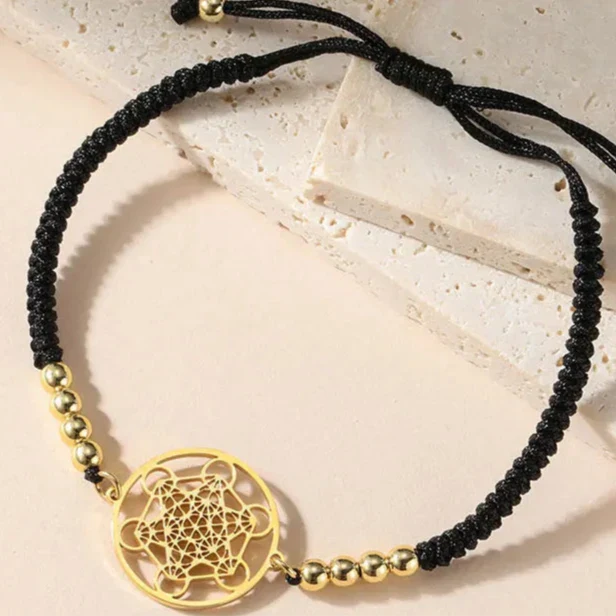 Pulsera Colorida de Mujer Cubo de Metatrón negro
