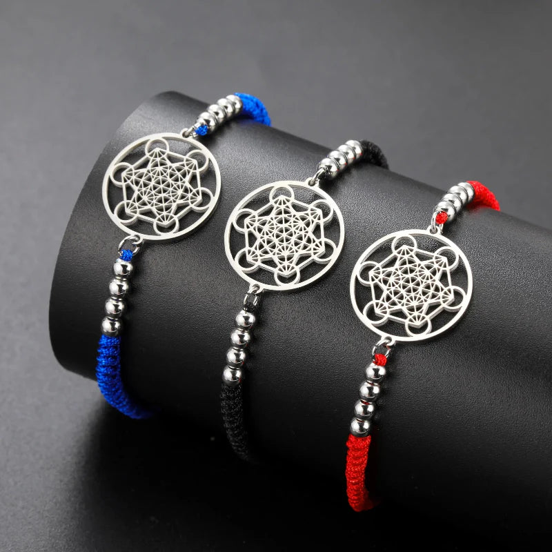 Pulsera Colorida de Mujer Cubo de Metatrón rojo