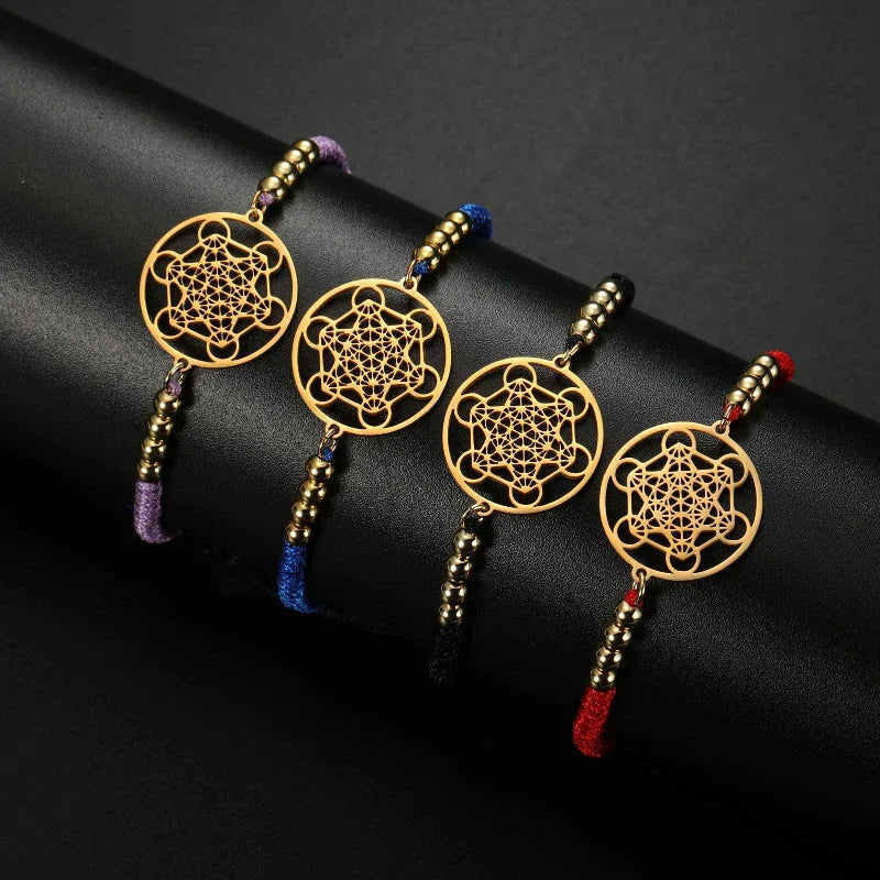 Pulsera Colorida de Mujer Cubo de Metatrón rojo