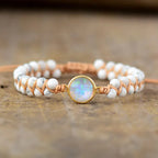Pulsera Trenzada con Piedras Naturales para Mujer Howlita