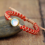 Pulsera Trenzada con Piedras Naturales para Mujer ónix rojo