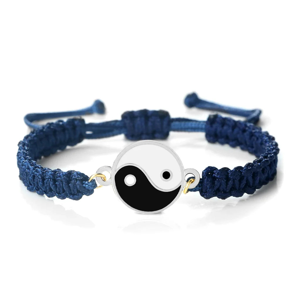 Pulsera Trenzada Yin Yang azul y plata