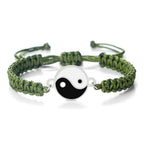 Pulsera Trenzada Yin Yang verde y plata