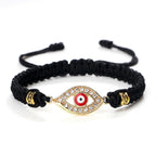 Pulsera Trenzada Zirconia Mal de Ojo Turco negro oro