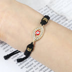 Pulsera Trenzada Zirconia Mal de Ojo Turco negro plata