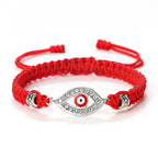 Pulsera Trenzada Zirconia Mal de Ojo Turco rojo plata