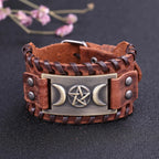 Pulsera Triple Luna de Cuero Hechicería Wicca 10
