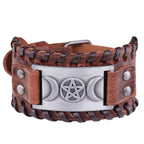 Pulsera Triple Luna de Cuero Hechicería Wicca 10