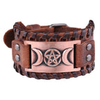 Pulsera Triple Luna de Cuero Hechicería Wicca 11