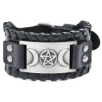 Pulsera Triple Luna de Cuero Hechicería Wicca 6