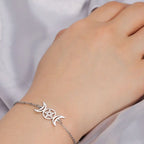 Pulsera Triple Luna Brujería Cadena Wicca plata