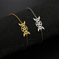 Pulsera Triple Luna Brujería Cadena Wicca oro