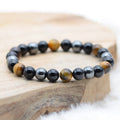 Pulsera "Triple Protección" en Hematite Ojo de Tigre y Obsidiana