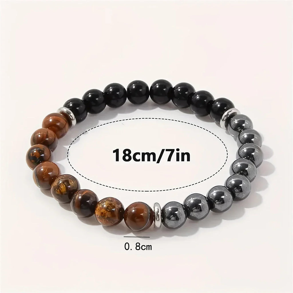 Pulsera Triple Protección Ojo de Tigre, Turmalina y Hematita
