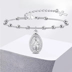 Pulsera Virgen María Pulsera Cristiana de plata