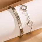 Lote de 2 Pulseras con Tréboles de 4 Hojas plata