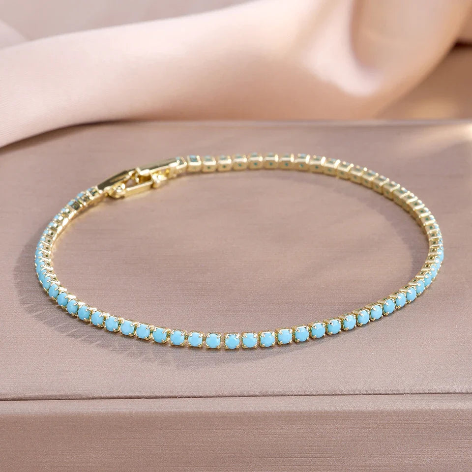 Lote de 3 Pulseras con Tréboles de 4 Hojas en Circonio Azul