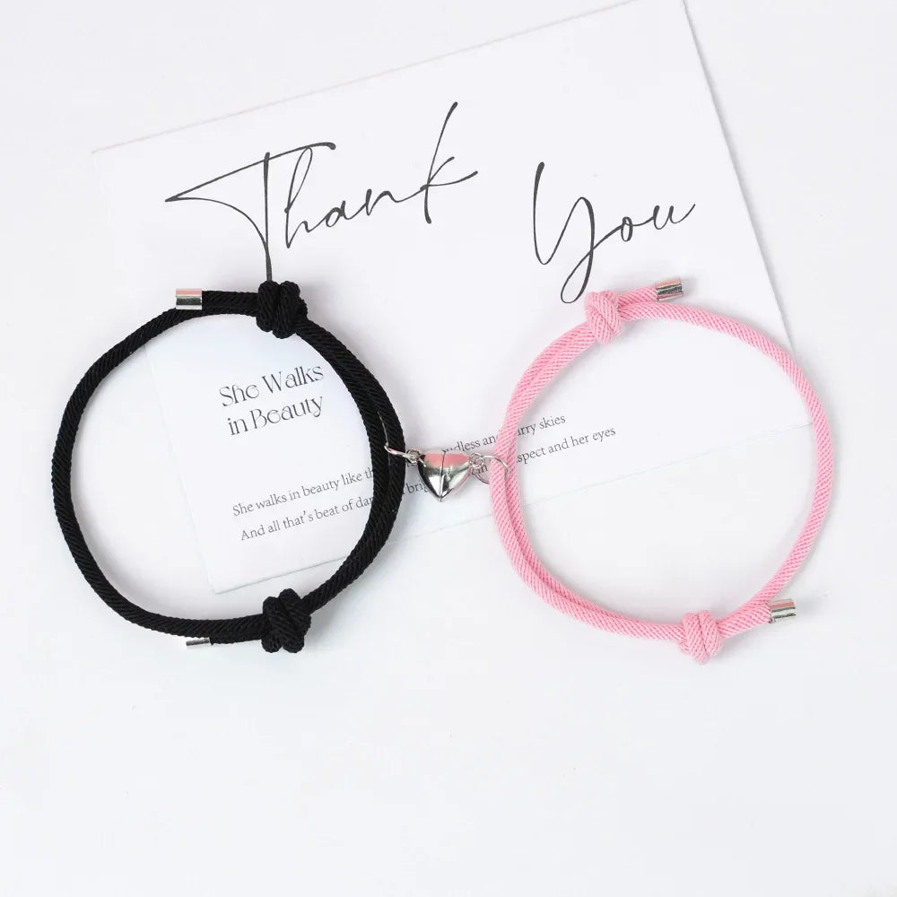 Pulseras para Parejas de Amigos Esclava Corazón Magnético 2