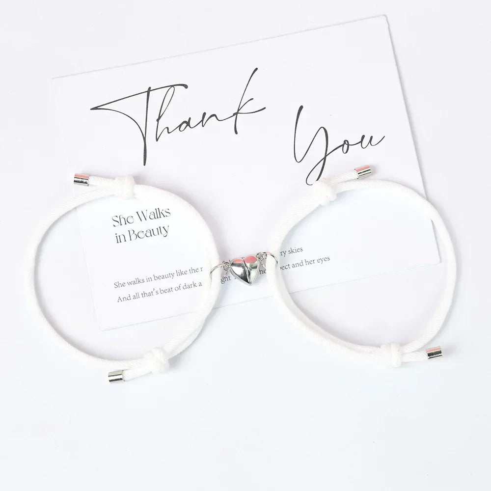Pulseras para Parejas de Amigos Esclava Corazón Magnético 3