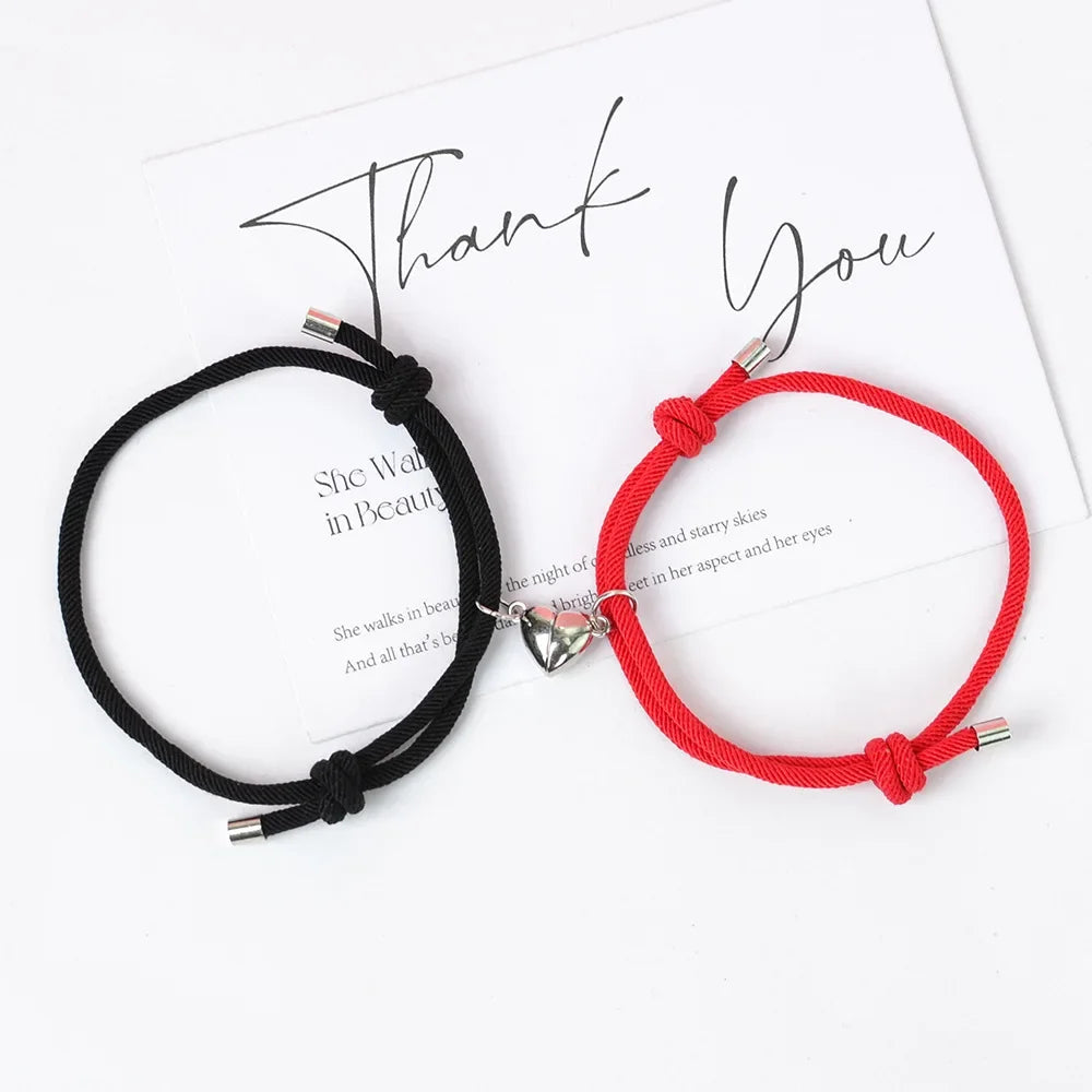 Pulseras para Parejas de Amigos Esclava Corazón Magnético 4