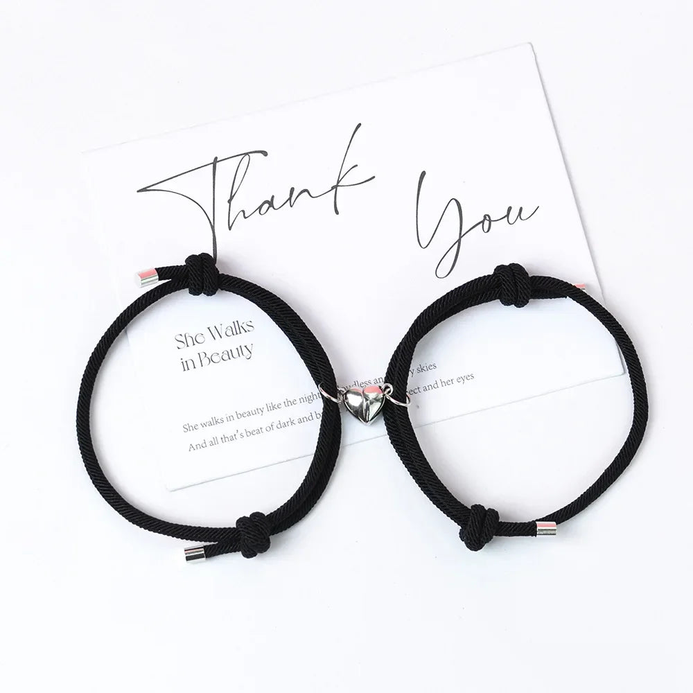 Pulseras para Parejas de Amigos Esclava Corazón Magnético 5