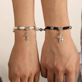 Pulseras para Parejas Negra y Blanca Gourmette Cruz